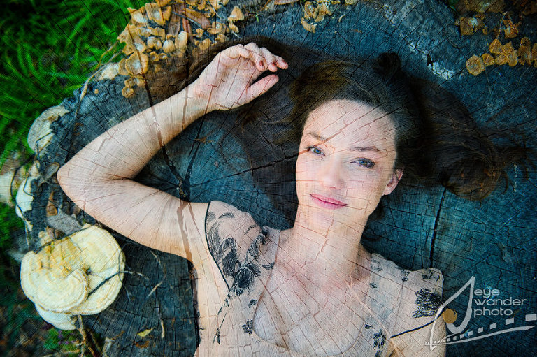 tree texture blended with portrait of female