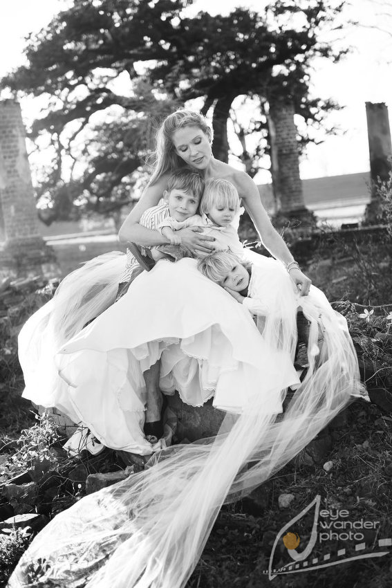 post wedding bridal session with children