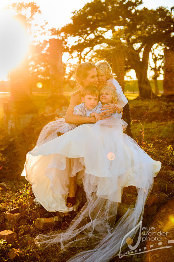 post wedding bridal session with children