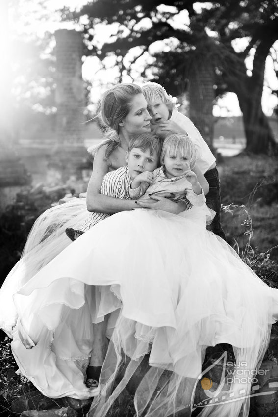 post wedding bridal session with children