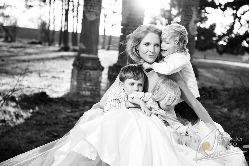 post wedding bridal session with children