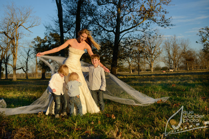 post wedding bridal session with children