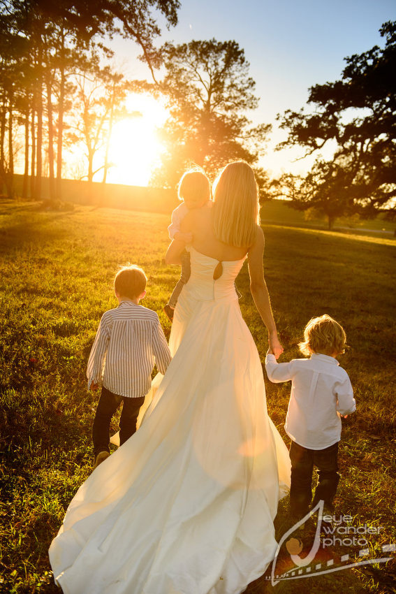 post wedding bridal session with children