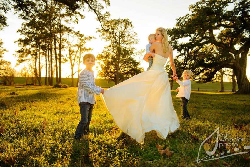 post wedding bridal session with children