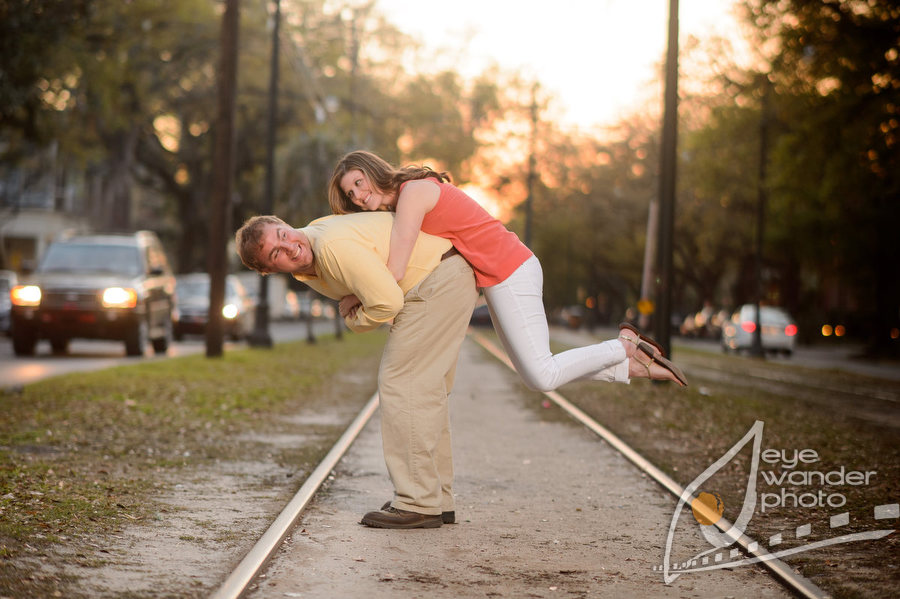New Orleans street car trolly engagement photos