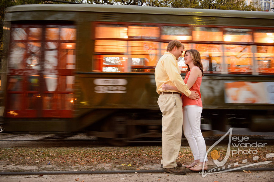 New Orleans street car trolly engagement photos