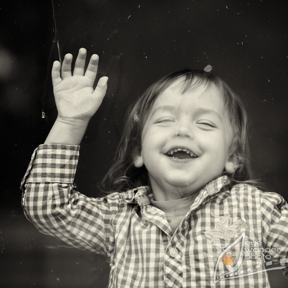 child against glass