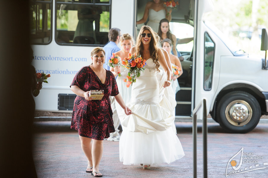 Arriving at the ceremony