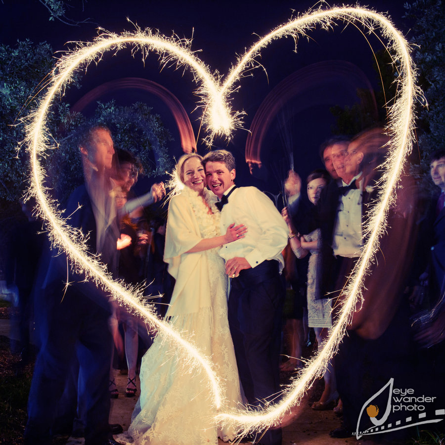heart shaped sparkler drawing at wedding in Baton Rouge