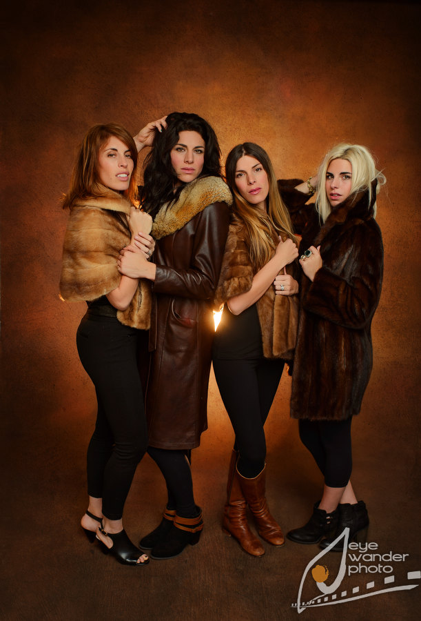 photos of sisters in Baton Rouge in studio Griffin girls in studio wearing fur