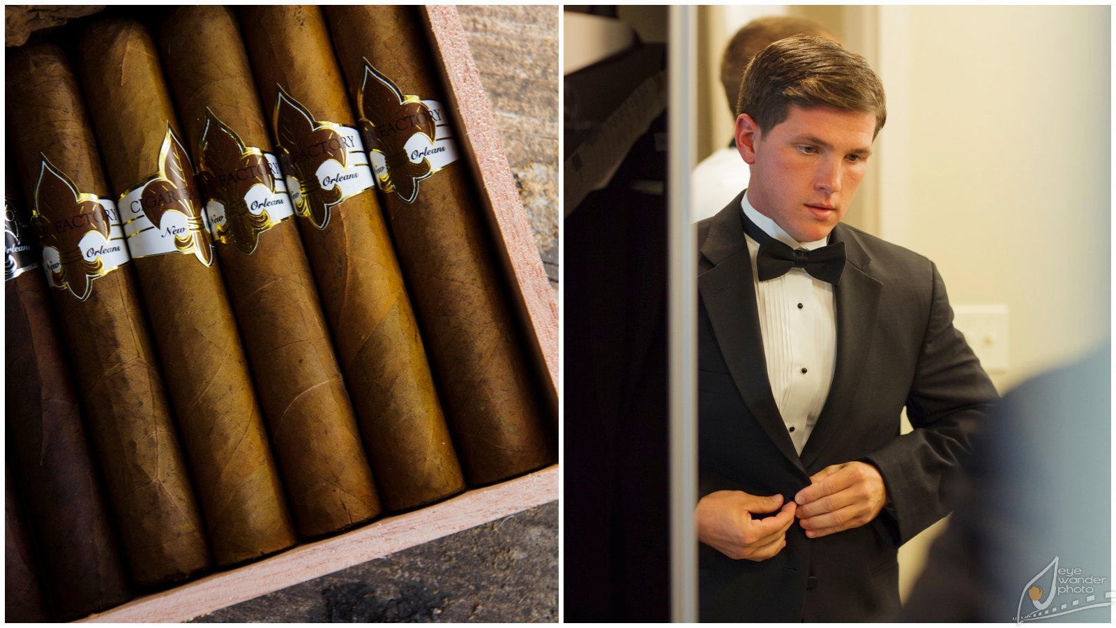 New Orleans Wedding Groom Tuxedo Jacket Cigars
