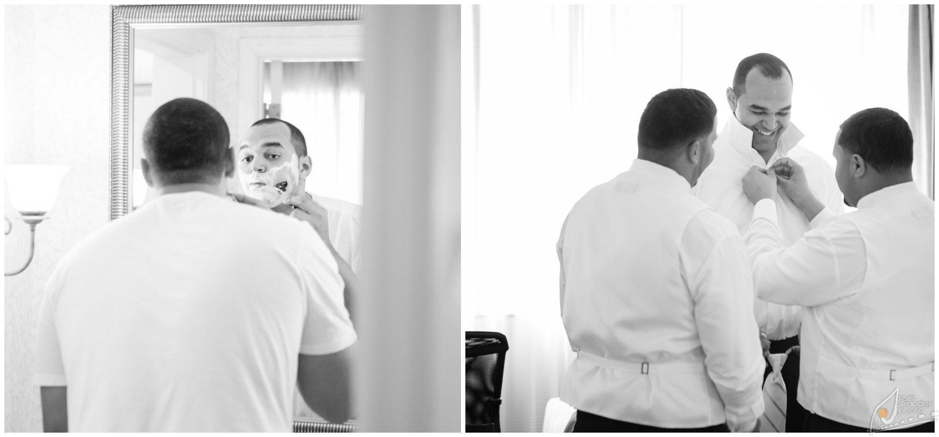Baton Rouge Wedding Groom Shaving Getting Dressed