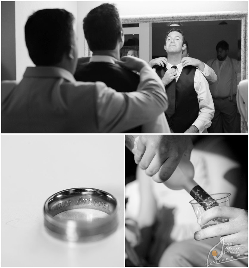 New Orleans Wedding Groom tie, wedding ring, grey goose