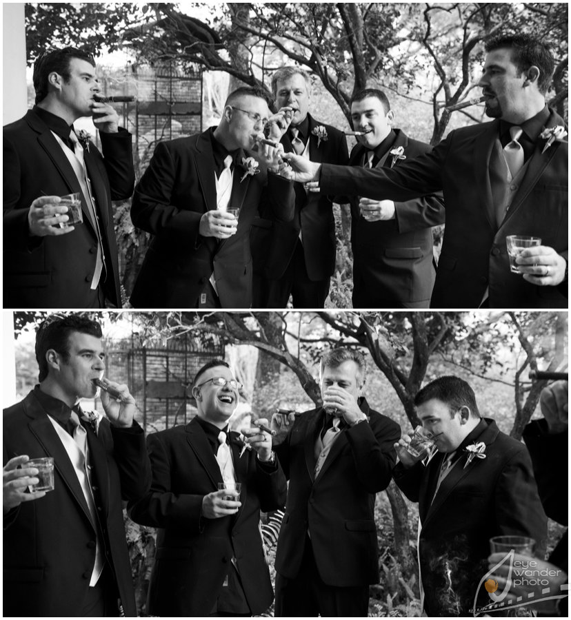 Groom and Groomsmen Smoke Cigars New Orleans Wedding Groom and Groomsmen Smoke Cigars