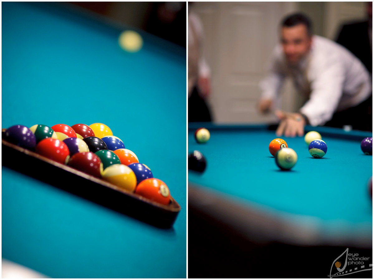 New orleans Wedding Groom plays pool before Wedding ceremony