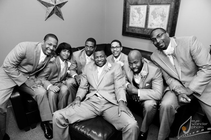 New Orleans Wedding Groom and Groomsmen Group on Couch