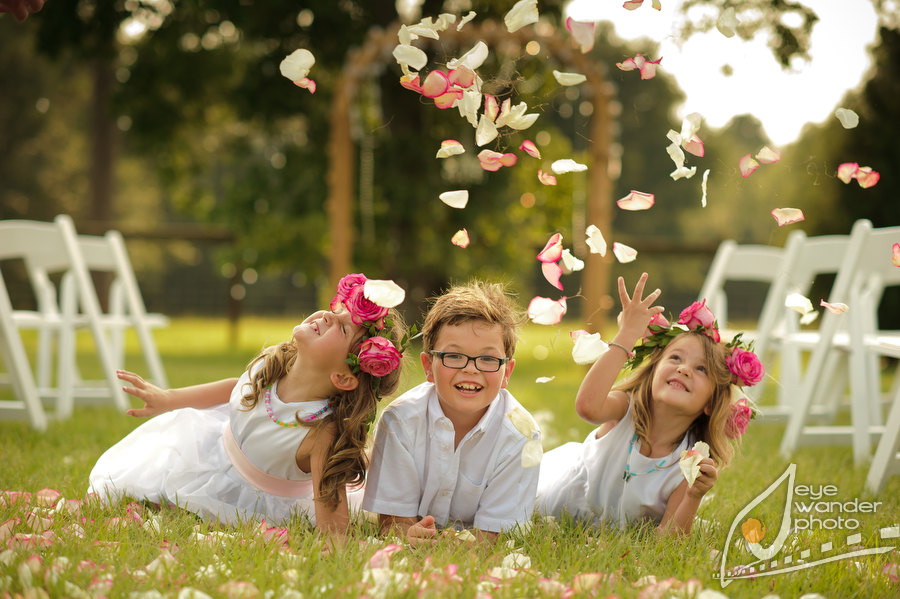 Children at Weddings Throwing Flower Petals Outside