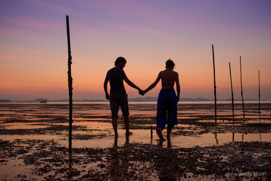 Thailand sunset low tide silhouette Thailand sunset low tide silhouette