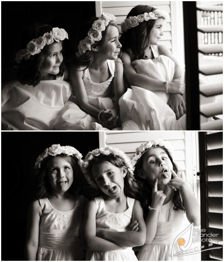 Children at Weddings Flower Girls Silly Faces Black and White Children at Weddings Flower Girls Silly Faces Black and White