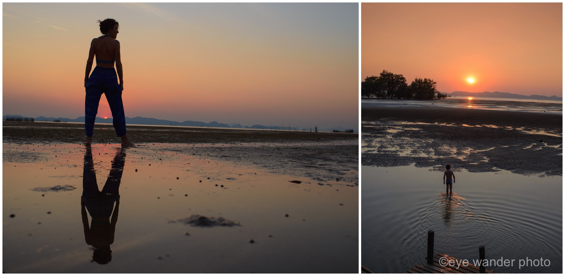 Thailand Low Tide Sunset Silhouette Thailand Low Tide Sunset Silhouette