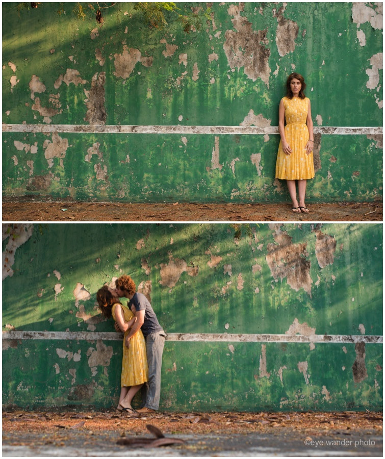 Chiang Mai Thailand Aged Green Wall girl in yellow dress Chiang Mai Thailand Aged Green Wall girl in yellow dress