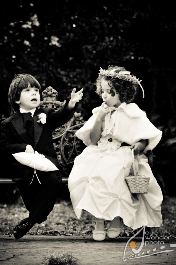 Children At Weddings Flower Girl and Ring Bearer Portrait Black and White