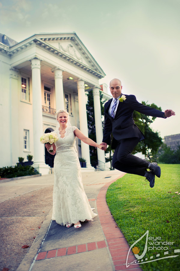 Louisiana Wedding Leaving Wedding Ceremony Groom Jumping Louisiana Wedding Leaving Wedding Ceremony Groom Jumping