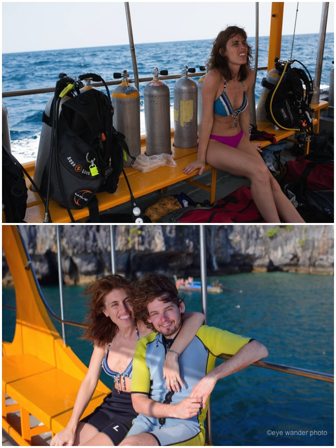 Phi Phi Thailand Scuba couple on boat Phi Phi Thailand Scuba couple on boat