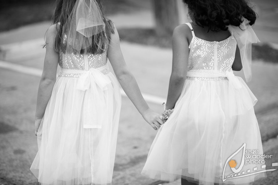 Children at Weddings Flower Girls Holding Hands Children at Weddings Flower Girls Holding Hands Black and White