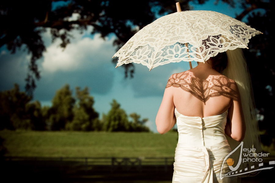 Louisiana Wedding Bridal lace umbrella shadow