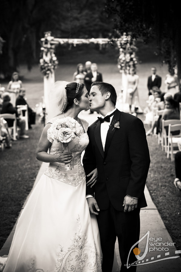 Louisiana Wedding Leaving Wedding Ceremony Bride and Groom Kiss Louisiana Wedding Leaving Wedding Ceremony Bride and Groom Kiss