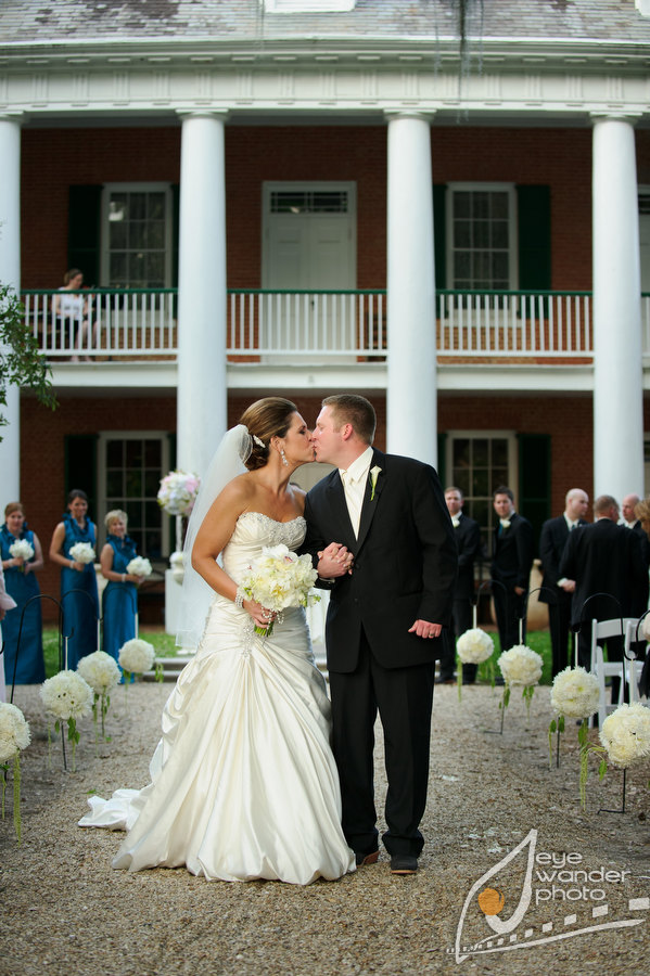 Louisiana Plantation Wedding Leaving Wedding Ceremony Bride and Groom Kiss Louisiana Plantation Wedding Leaving Wedding Ceremony Bride and Groom Kiss