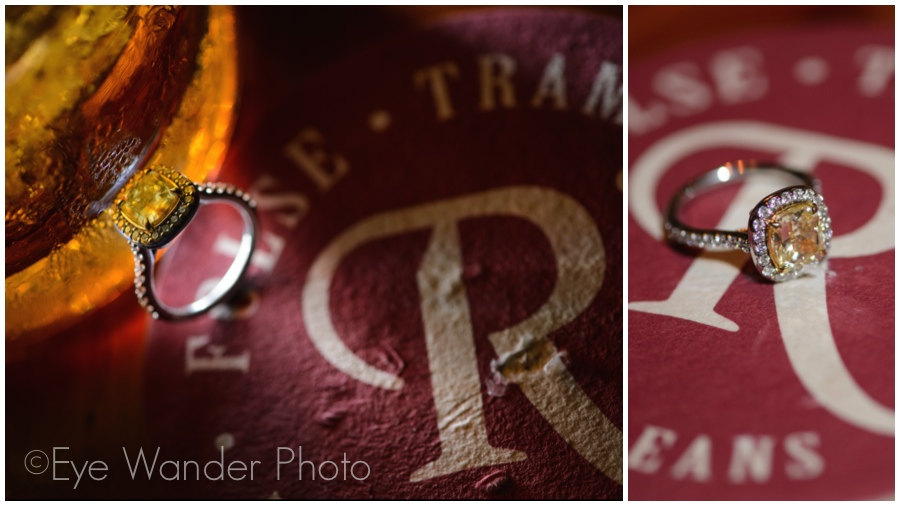 wedding ring in bar at revolution restaurant in new orleans