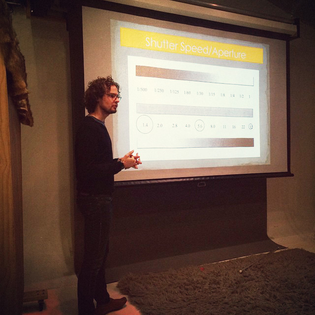 Aaron teaching the first basic photo class of 2015.