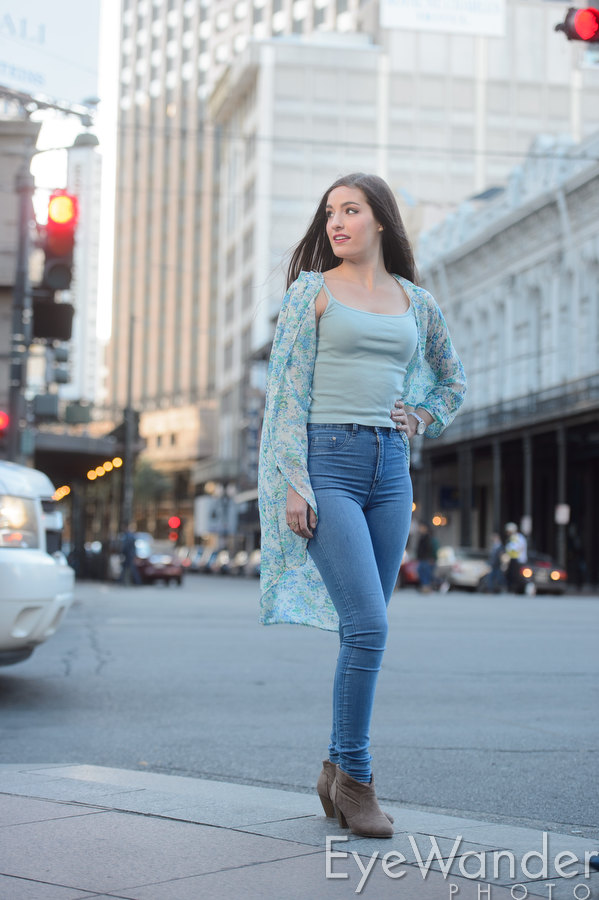 Lighting Workshop New Orleans, high school senior photography, Canal Street / St. Charles Street, Julianna Arrington