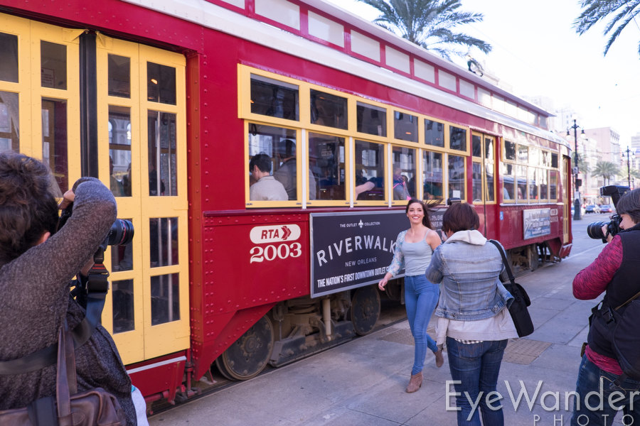 Lighting Workshop New Orleans, high school senior photography, street car, Canal Street, Juliana Arrington