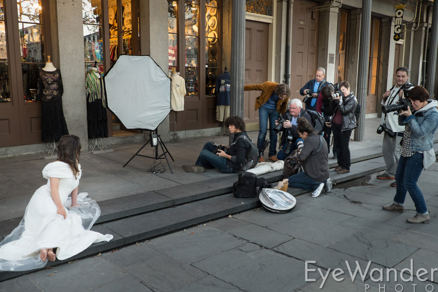 Bridal shoot in New Orleans, Advanced photo class, lighting workshop, Jackson Square, Shenna Mannina